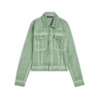 Giacca trucker da donna in tessuto popeline effetto vissuto