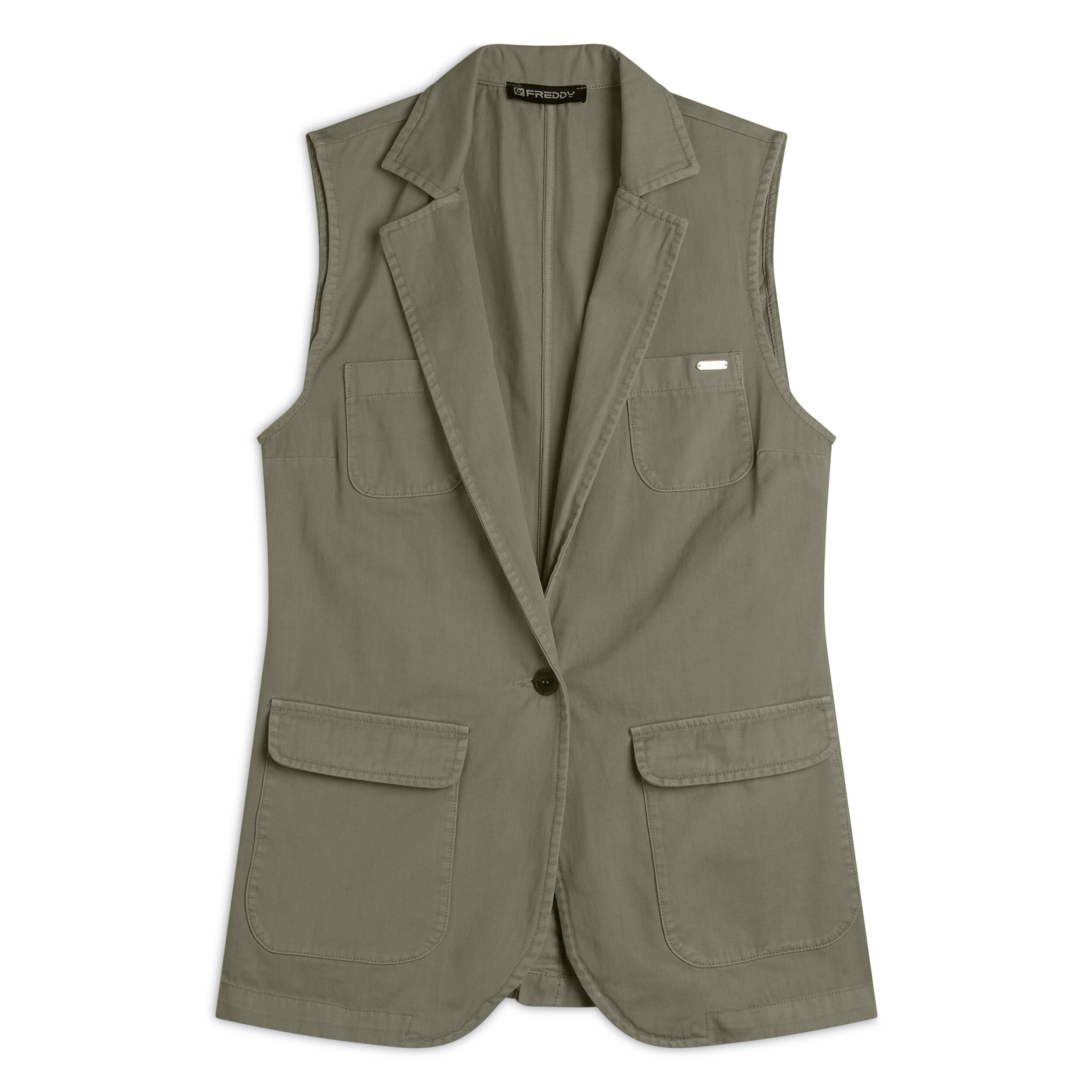 Gilet en gabardine à double boutonnage pour femme 1/3