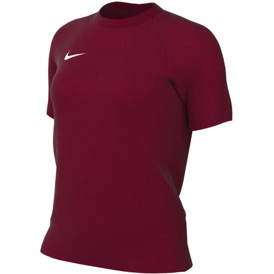 Maillot de jeu femme NIKE Dri-FIT bordeaux, manches courtes, col rond