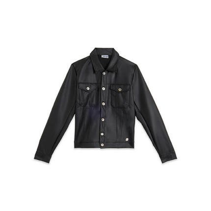 Veste style camionneur en simili cuir avec coupe courte