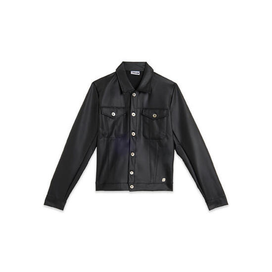 Veste style camionneur en simili cuir avec coupe courte