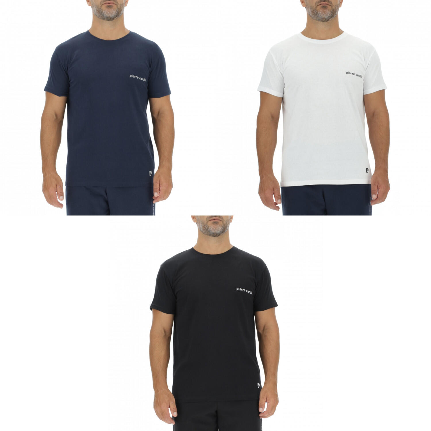 Lot de 3 T-shirts homme en coton uni col rond imprimé poitrine 1/5