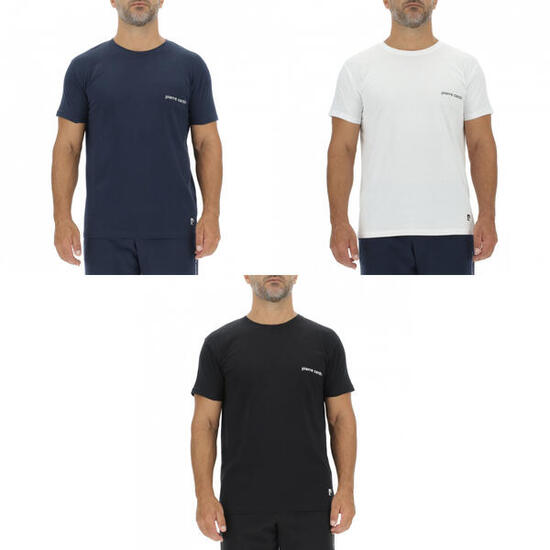 Lot de 3 T-shirts homme en coton uni col rond imprimé poitrine