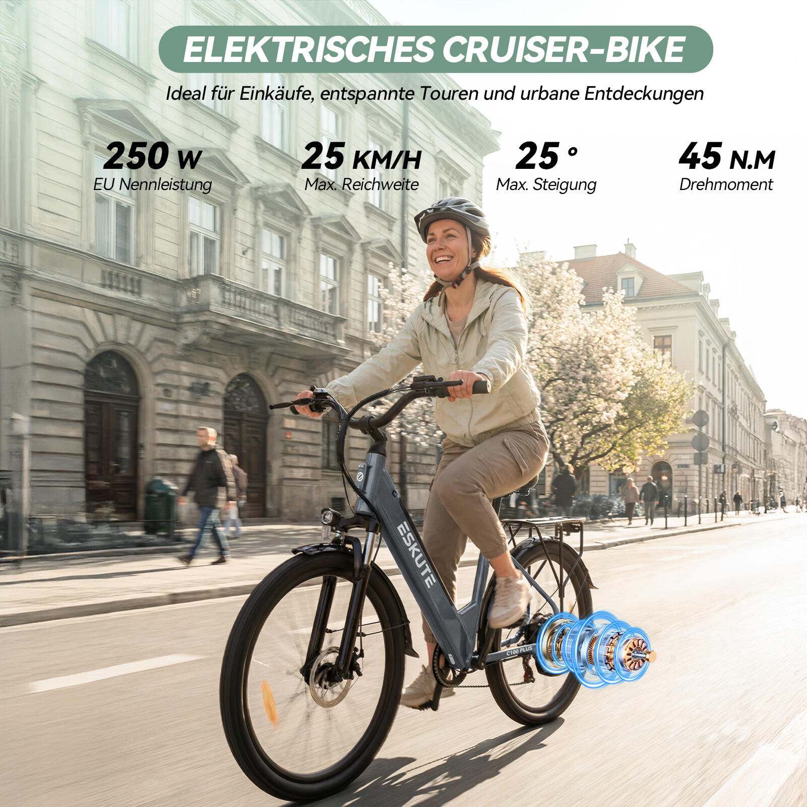 ESKUTE C100 Plus E-Bike 26" 250W Motor, 36V 13Ah Akku 3/7