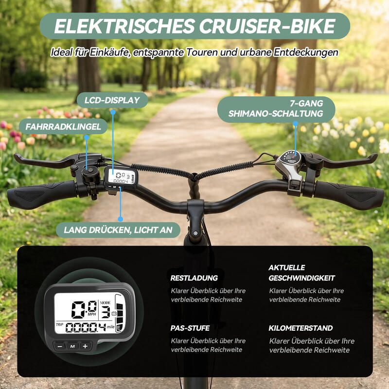 Bicicletă electrică ESKUTE C100 Plus, 26", motor 250W, baterie 36V13AH