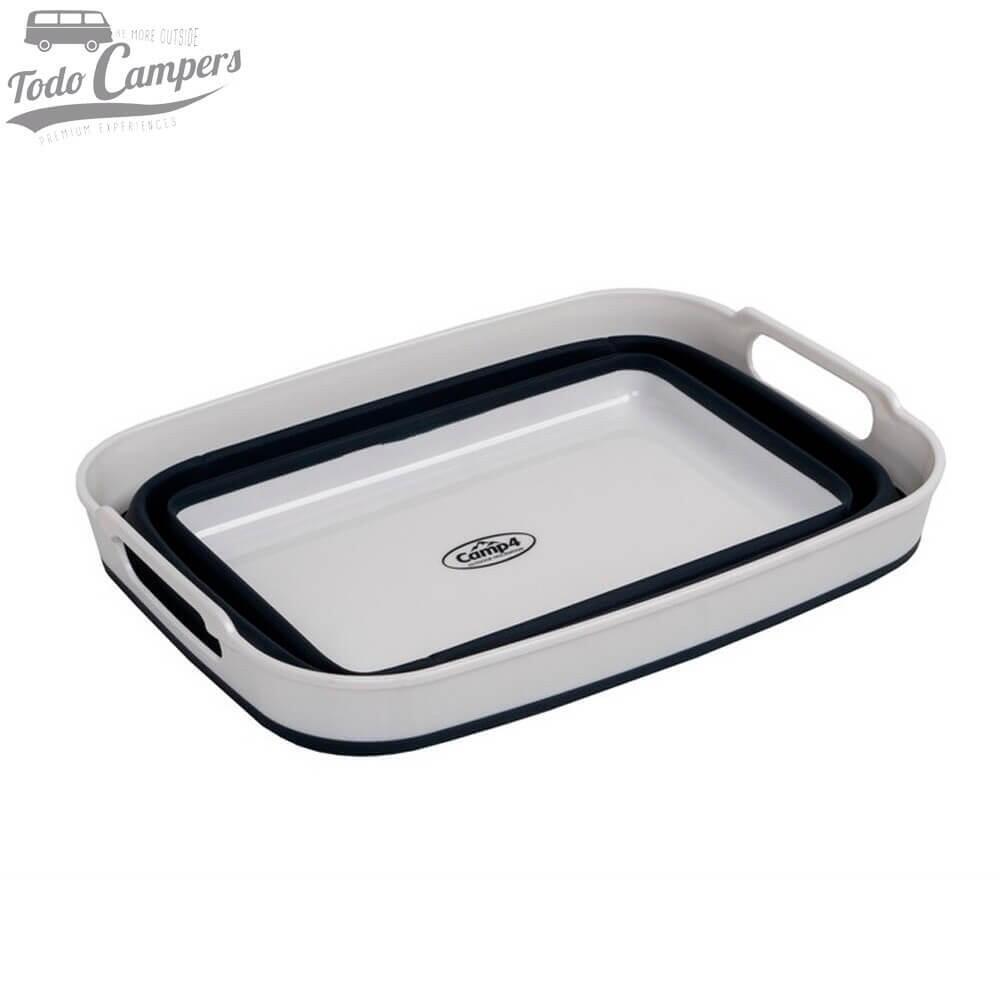 Lavabo / Cesta plegable de silicona blanco y gris con asas rígidas 2/6