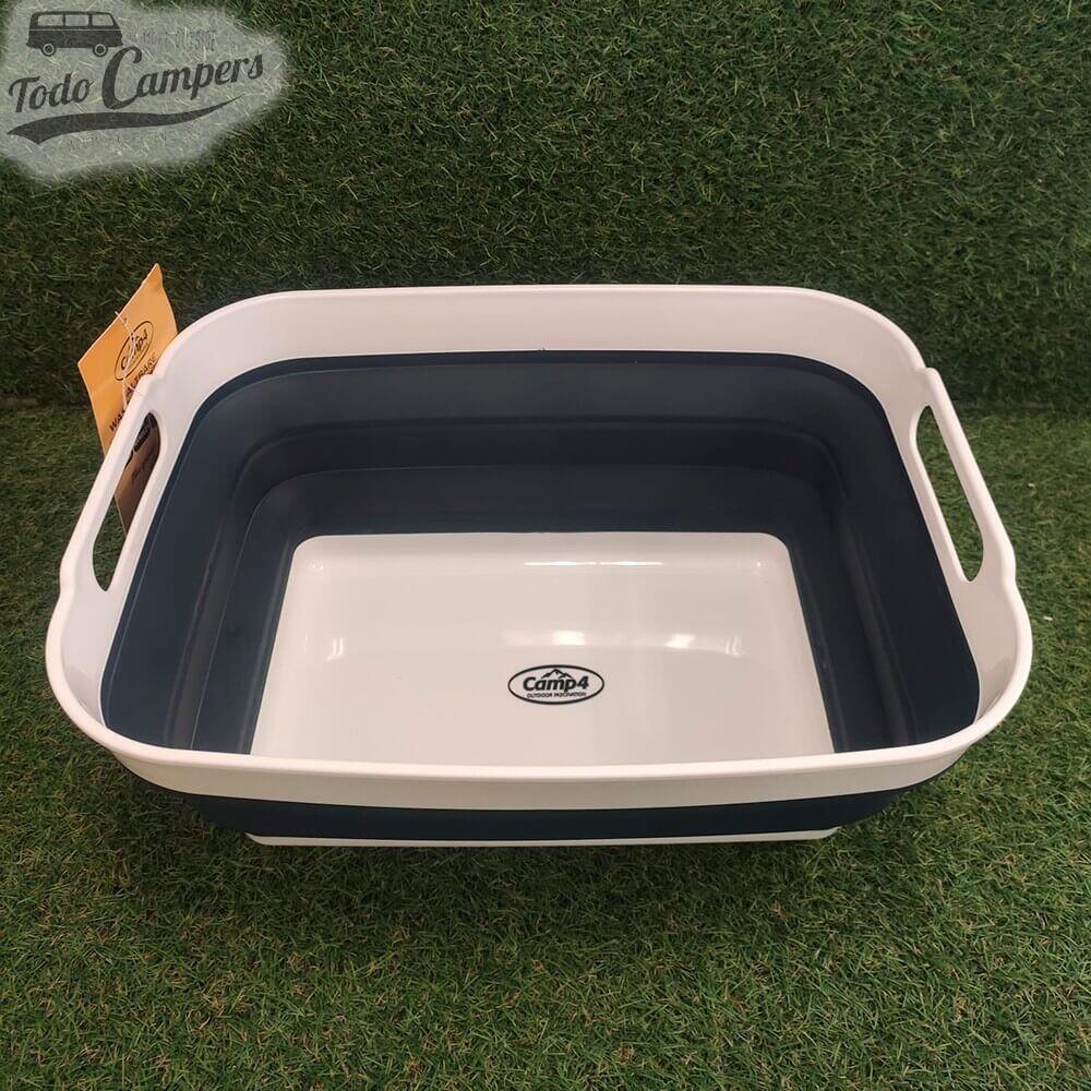 Lavabo / Cesta plegable de silicona blanco y gris con asas rígidas 4/6