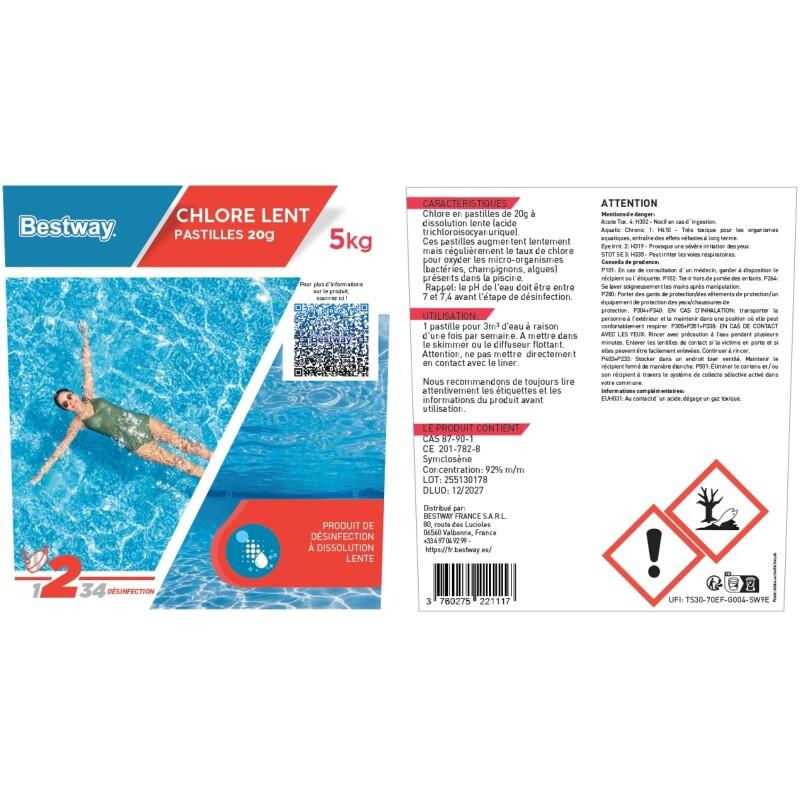 Bestway Chlore Lent - Pastilles 20g Seau de 5kg 4/4