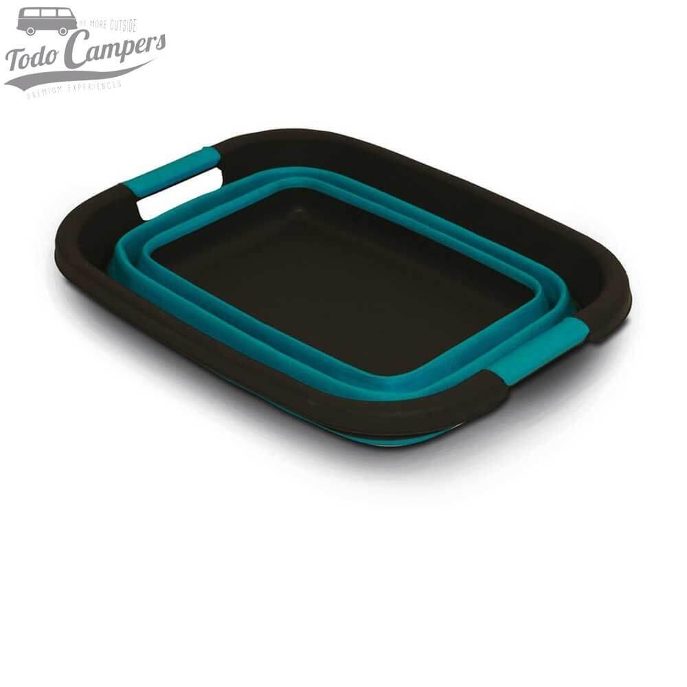 Cesta universal plegable de silicona petróleo y antracita con asas rígidas 2/6