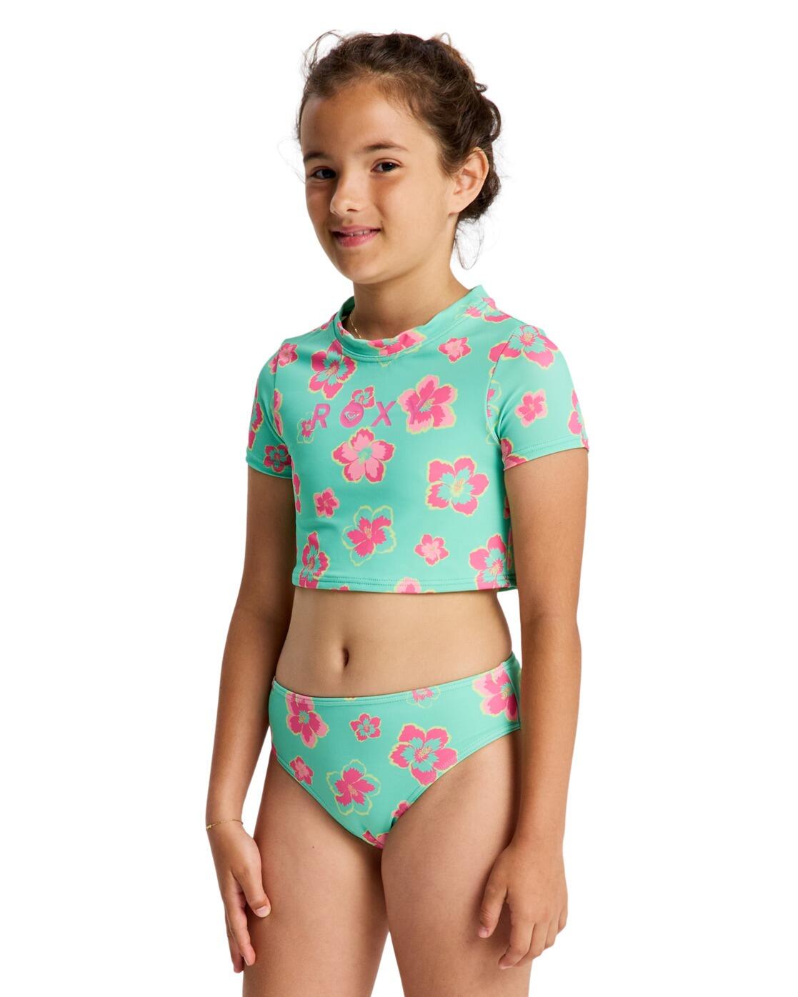 Kurzärmliges Rashguard-Set TROPICOOL Grün Mädchen 6-16 3/4