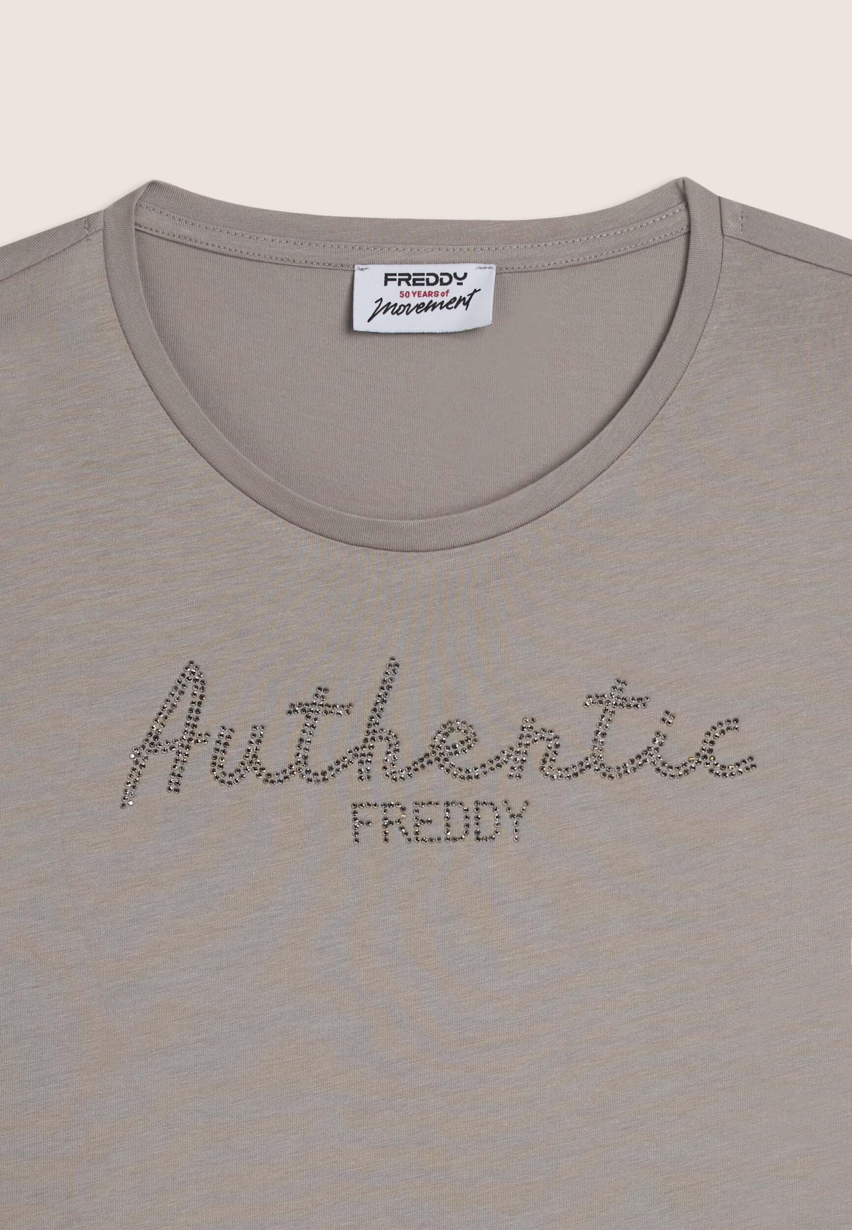 T-shirt manica 3/4 "Authentic" con logo FREDDY in strass 3/3