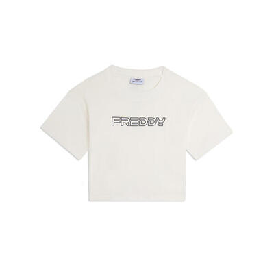 T-shirt Cropped in Jersey di Cotone con Logo FREDDY