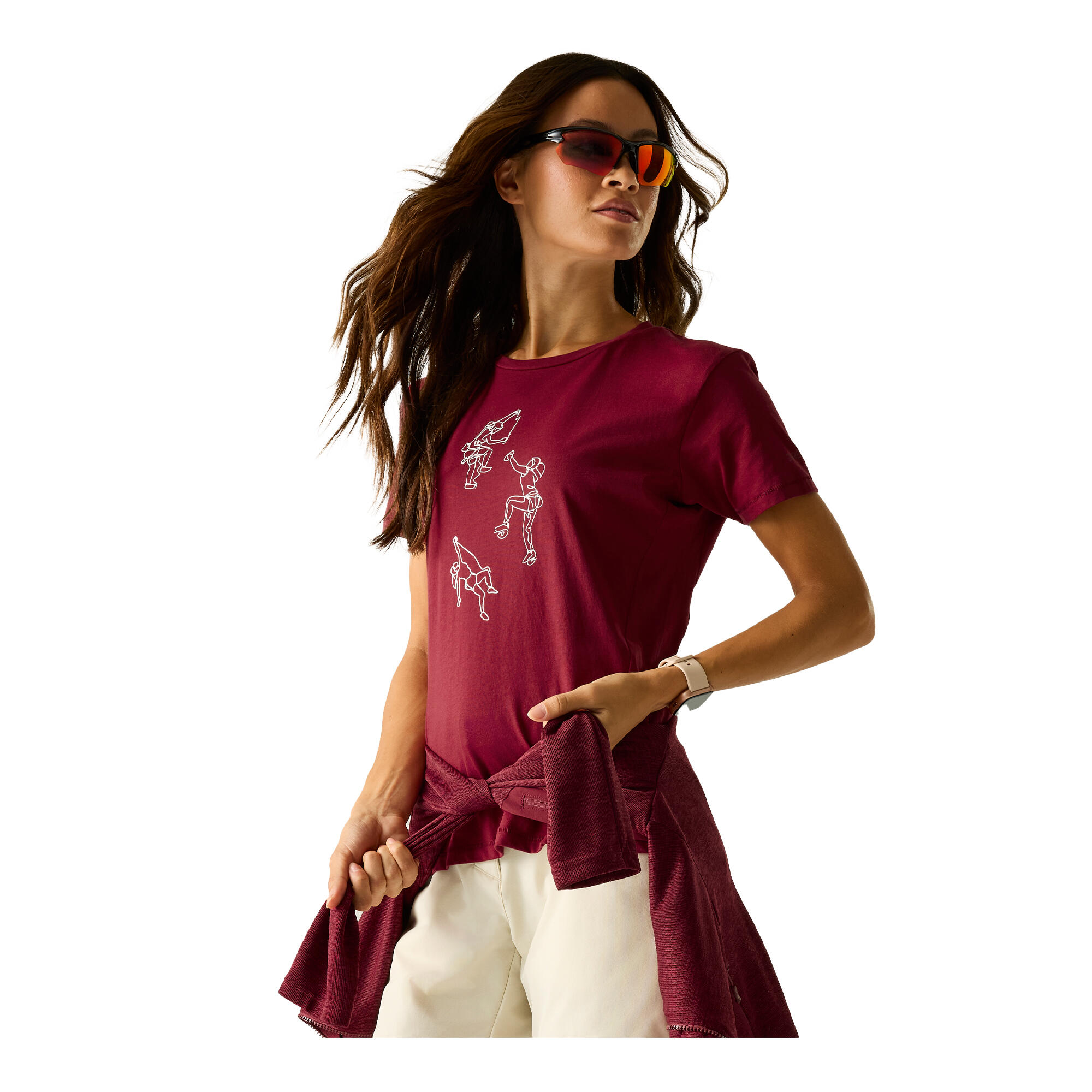 Tshirt Motif/style Poses TRANQUILITY Femme (Rouge Foncé) 4/5