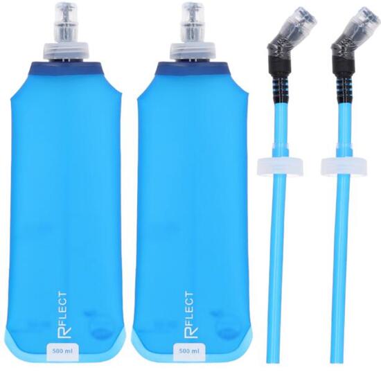 Lot de 2 Gourdes Souples Running 500 ml avec Pailles