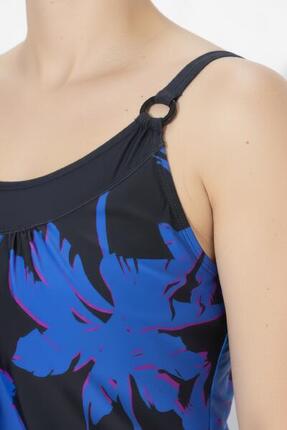 Femme Tankini avec short motif palmiers bonnets souples et bretelles ajustables