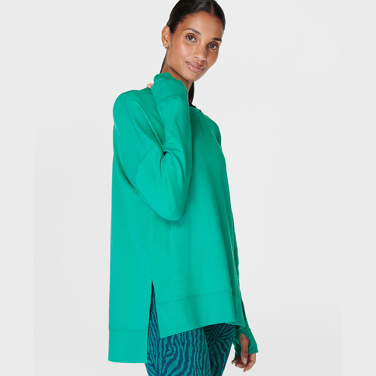 SWEATY BETTY After Class Longline Sweatshirt  SMARAGDGROEN L 5/7