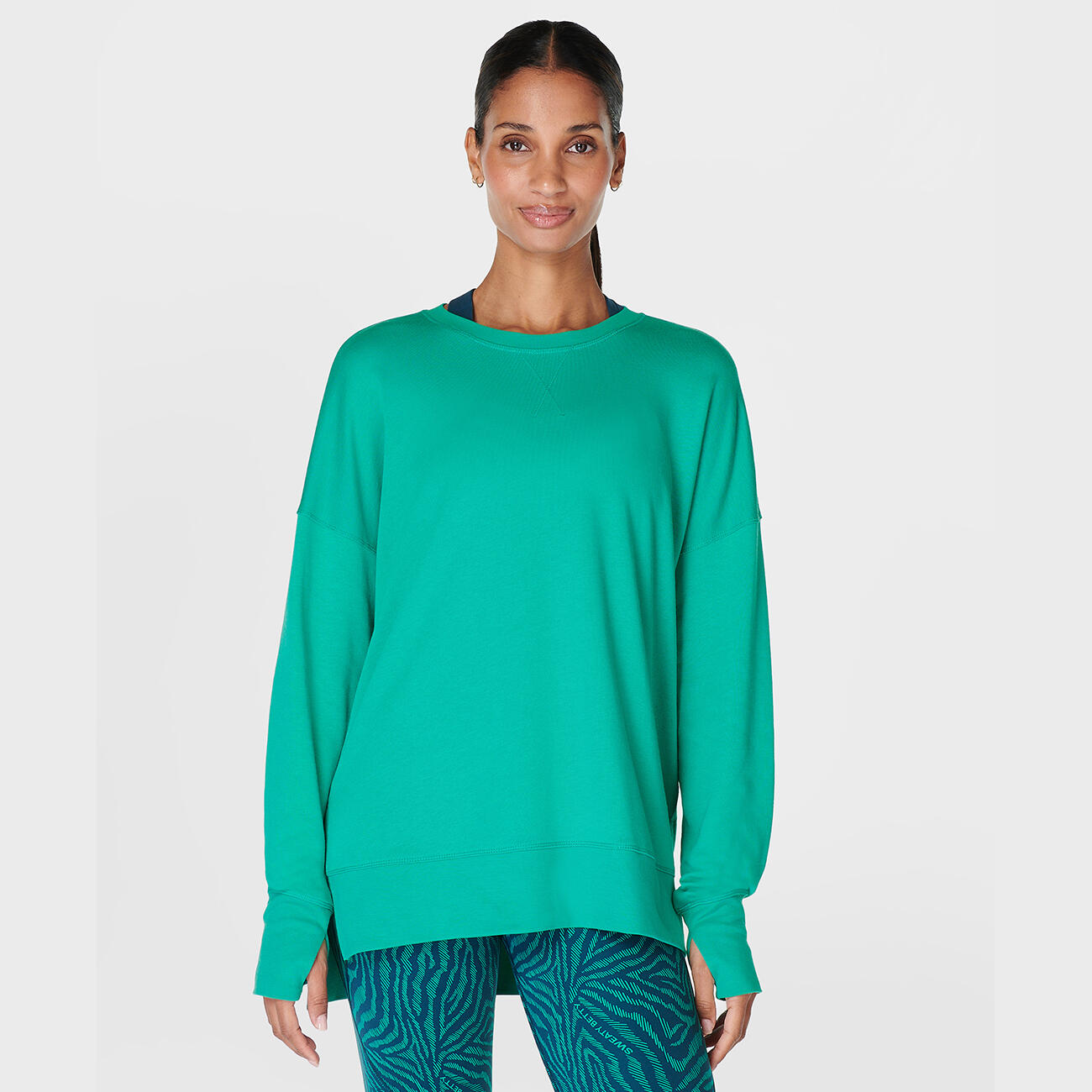 SWEATY BETTY After Class Longline Sweatshirt  SMARAGDGROEN L 4/7