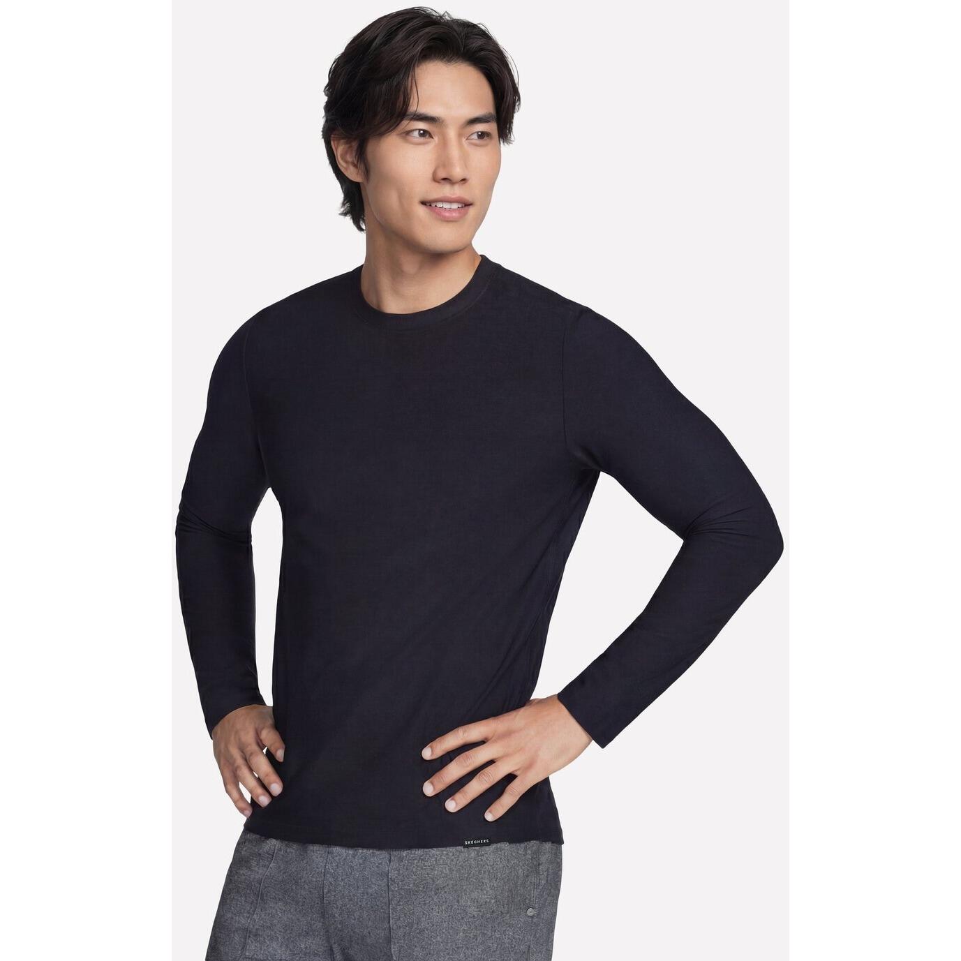 Camicetta Skechers GO DRI All Day Long Sleeve Tee, Nero, Uomini 3/4