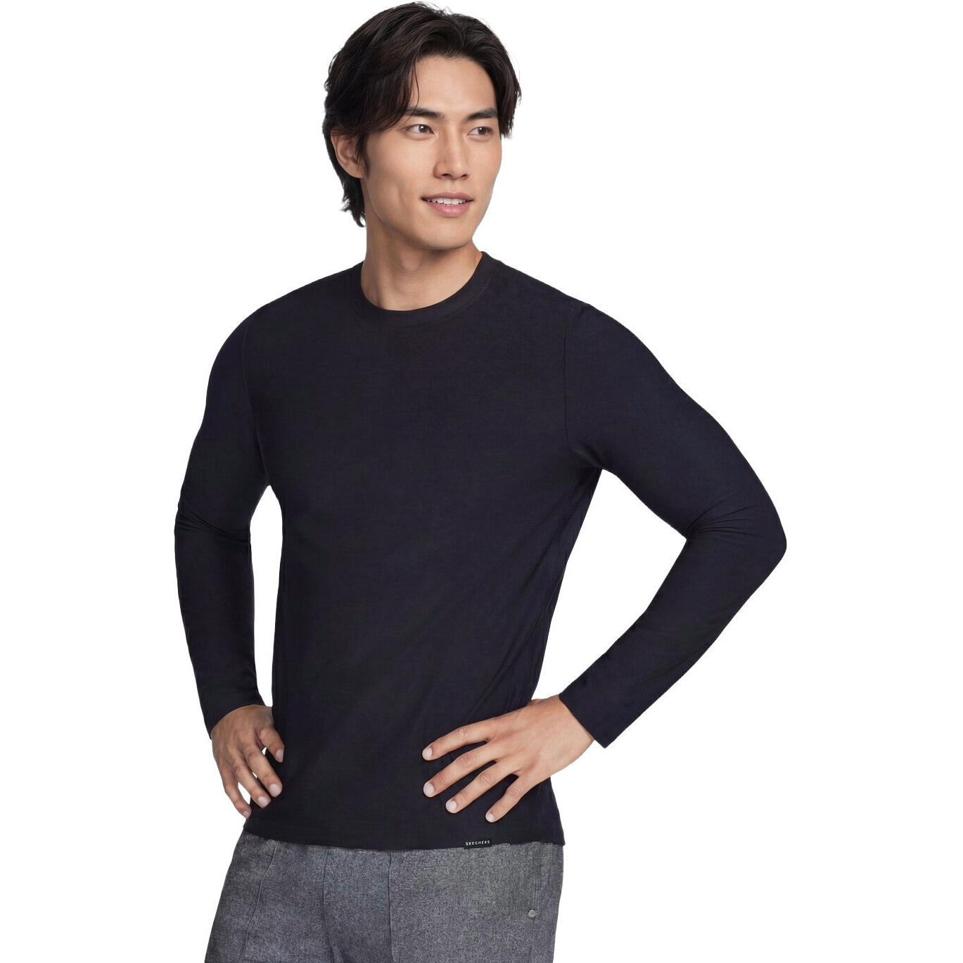 Bluza barbati Skechers GO DRI All Day Long Sleeve Tee, Negru