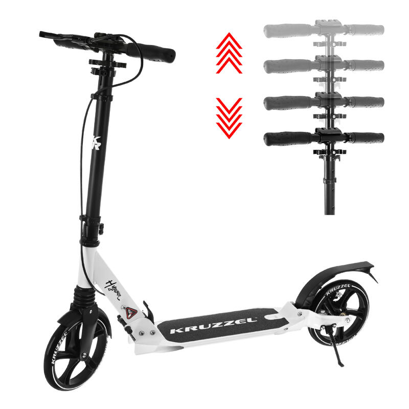 Trotinetă pliabilă KRUZZEL Hyperion W 26141, alb-negru, până la 100 kg