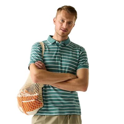 Heren tiver gestreept poloshirt (noordpool/wit)