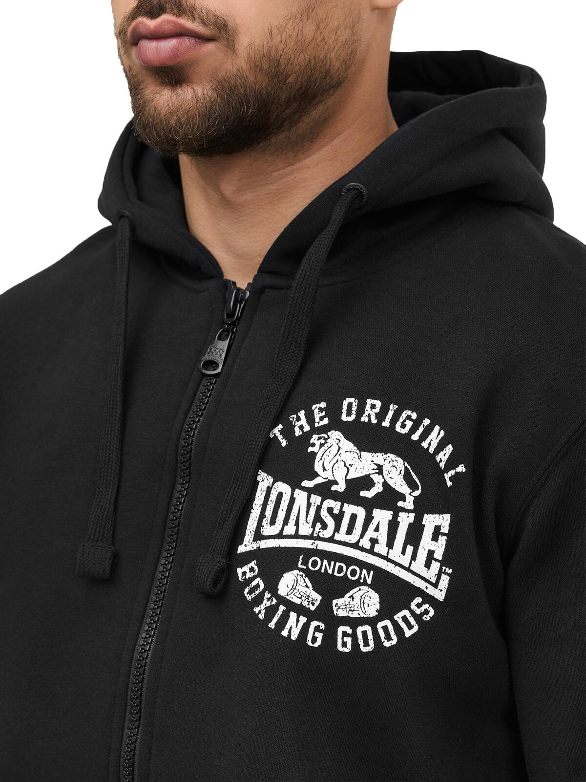 Lonsdale Herren Zip Sweatjacket Seghill schwarz/weiß 4/5