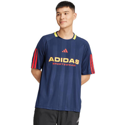 Adidas heren t-shirt donkerblauw - 100% polyester, korte mouwen