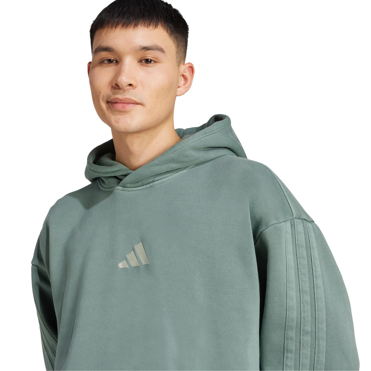 ADIDAS felpa con cappuccio uomo cotone verde, vestibilità regolare 5/6