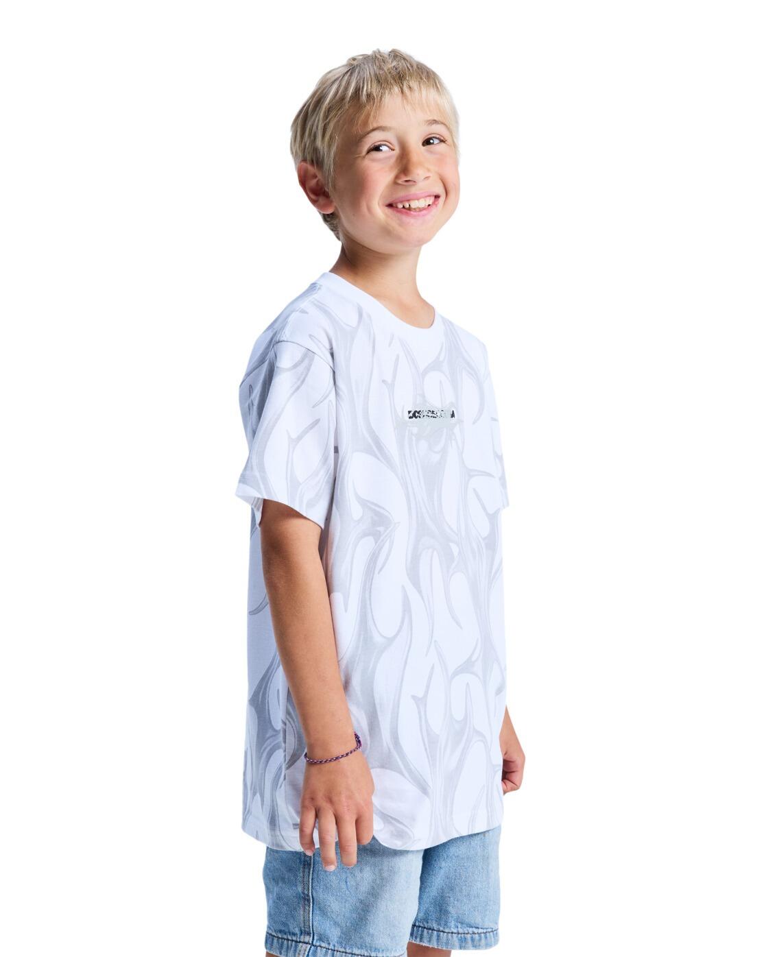 Camiseta de manga corta DC LIQUID FUEGO Blanco Niño 3/4