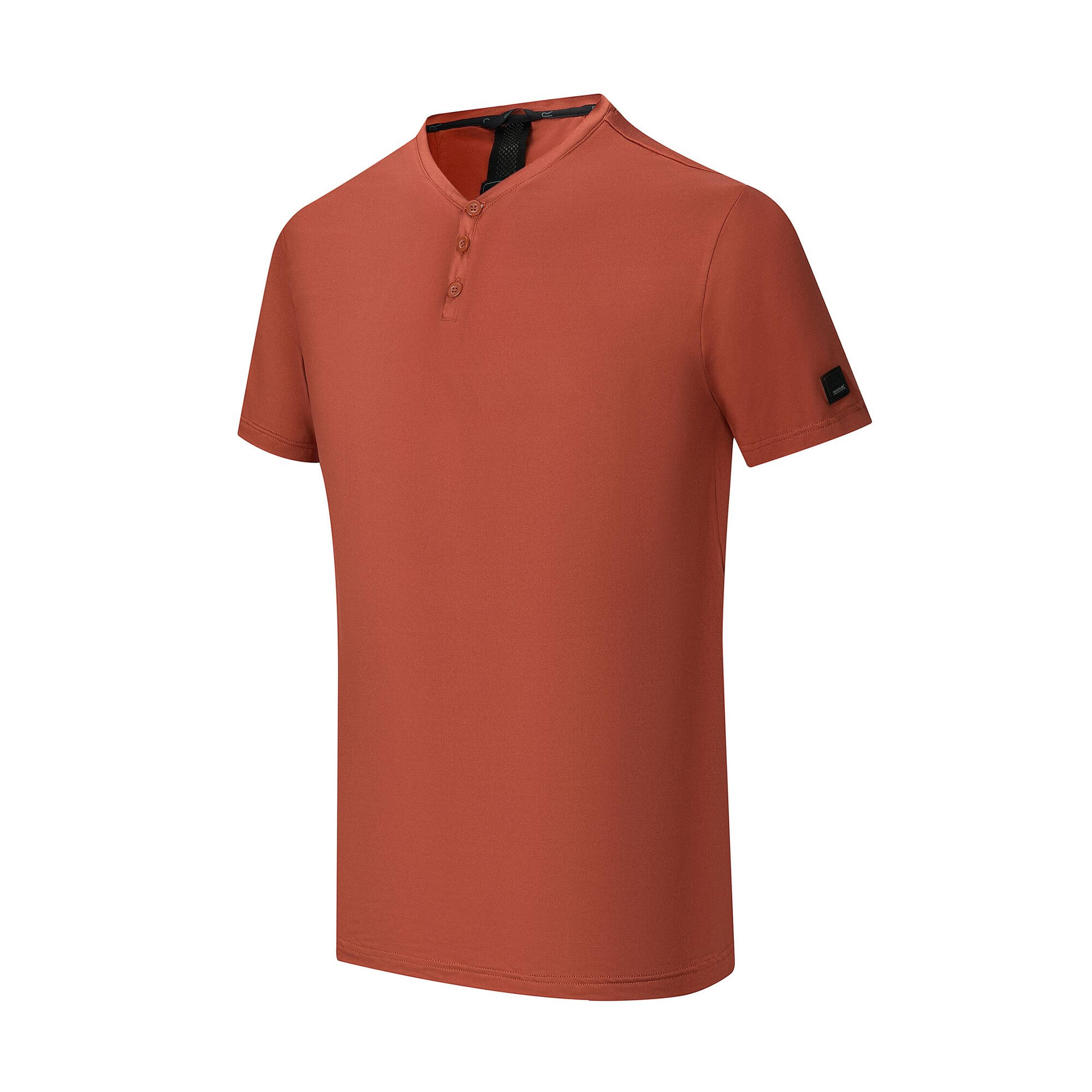 Tshirt Uni Col V Boutonné DEWI Homme (Orange Foncé) 3/5