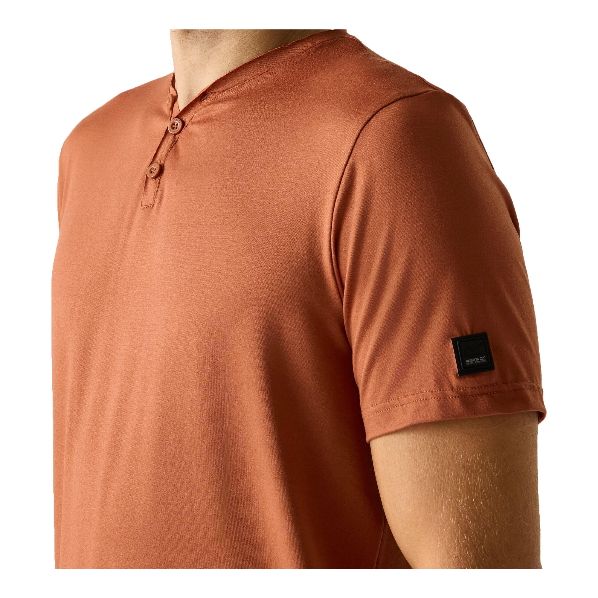 Tshirt Uni Col V Boutonné DEWI Homme (Orange Foncé) 4/5
