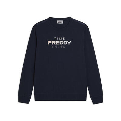 Felpa Girocollo con Logo FREDDY e Slogan "Time Shine