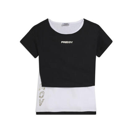 T-shirt court et débardeur avec impression perlée.