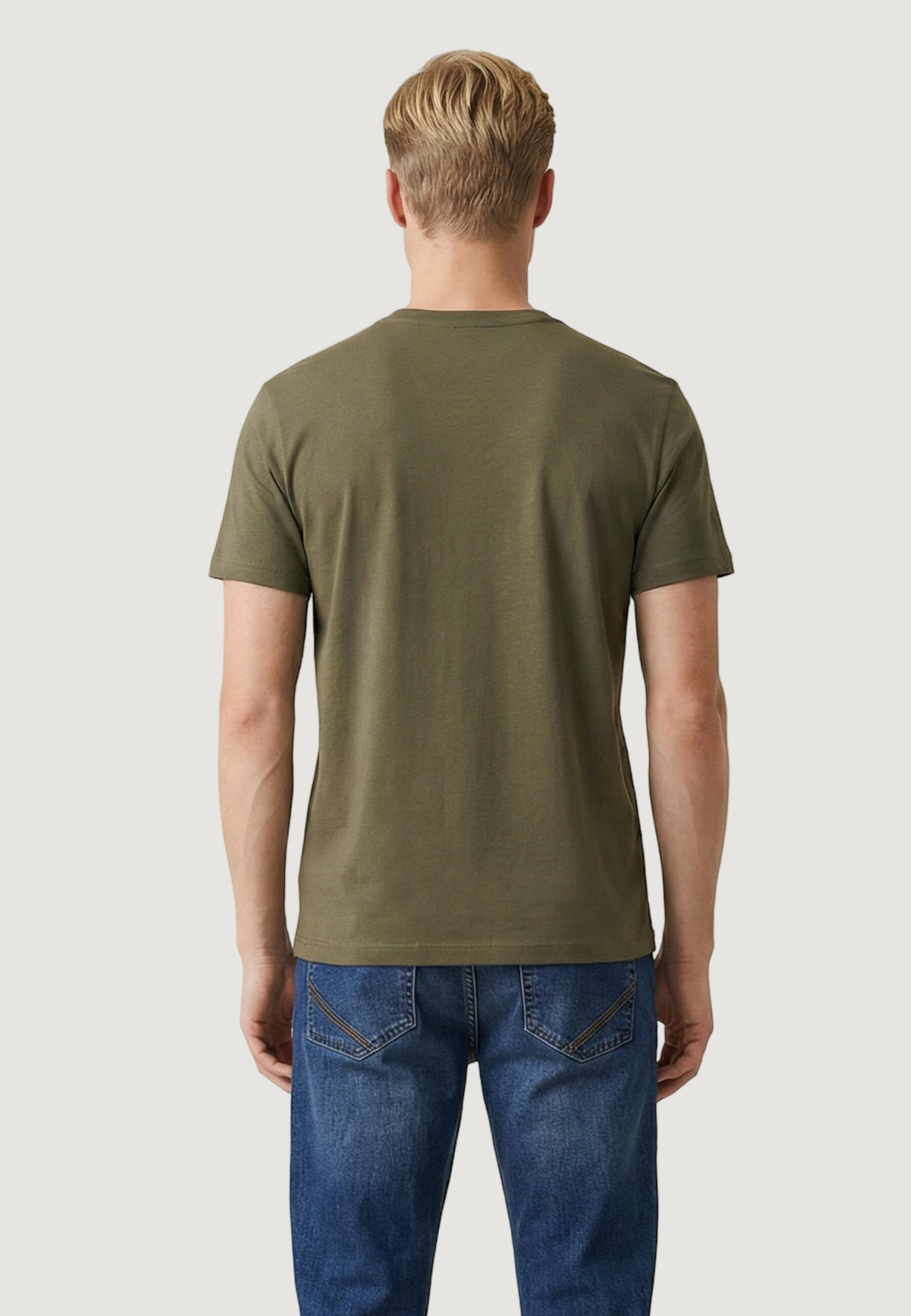 Crop top T-shirt MICK-BASIC HEREN Olijfgroen 4/5