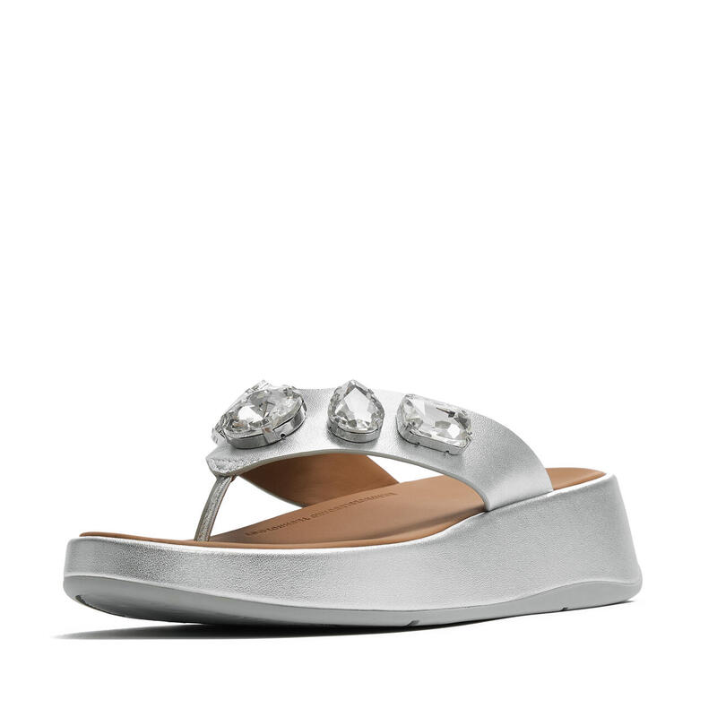 FITFLOP FitFlop F-Mode Ultra-Jewel Leather Toe-Post Sandals  ZILVER 40