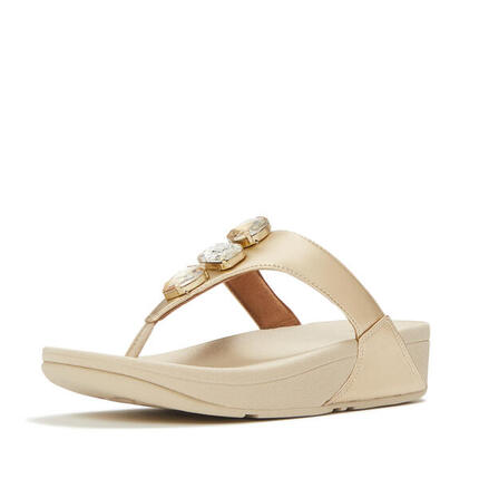 FITFLOP FitFlop Lulu Ultra-Jewel Metallic Toe-Post Sandals PLATINO 36