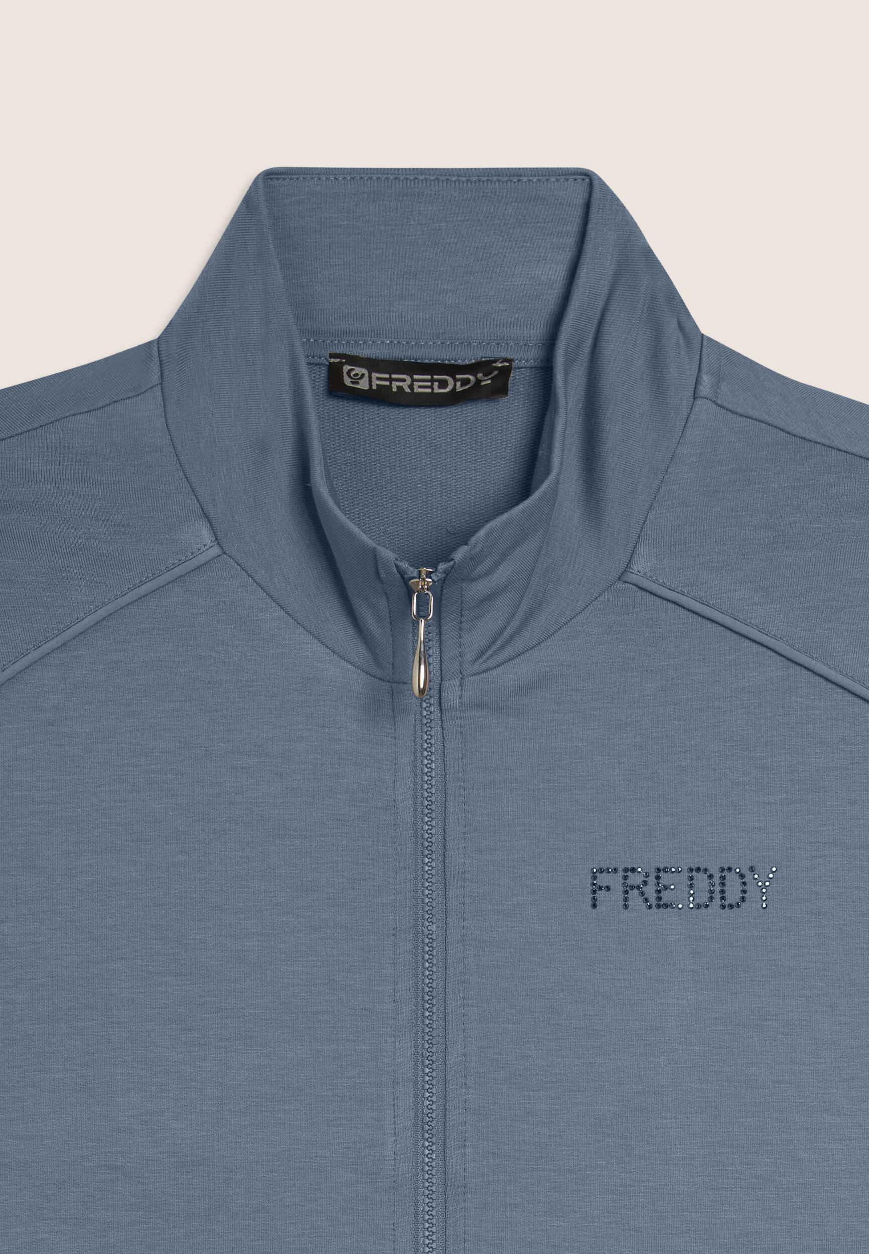 Felpa Zip e fondo asimmetrico con logo FREDDY in strass 3/3
