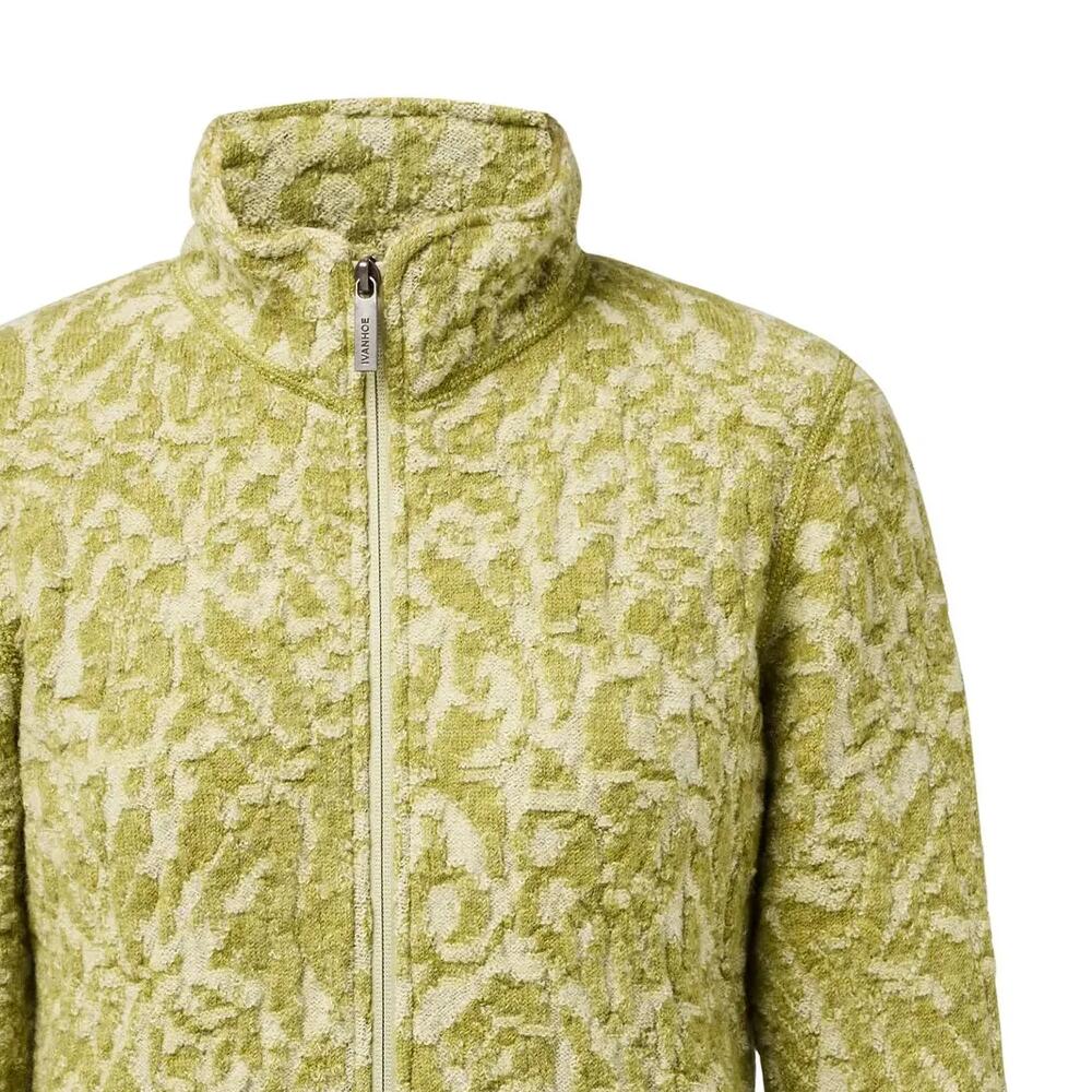 Gilet zippé en laine pour femme Tuva Jacquard Golden Lime - Vert 2/5