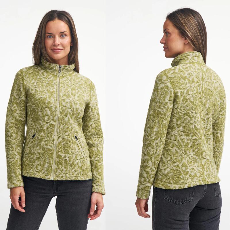 Gilet zippé en laine pour femme Tuva Jacquard Golden Lime - Vert 5/5