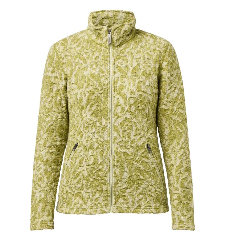 Women's wool full-zip cardigan Tuva Jaquard Golden Lime - Green
