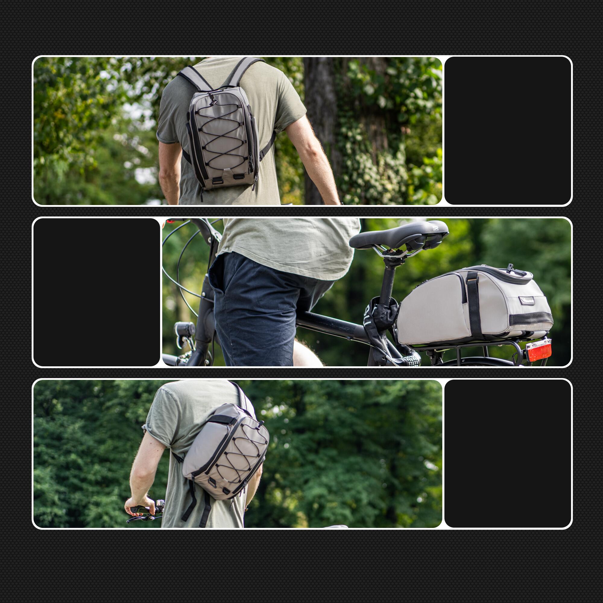 Fahrradtasche Gepäckträgertasche, Rucksack und Umhängetasche mit Tragegriff 14L 5/7