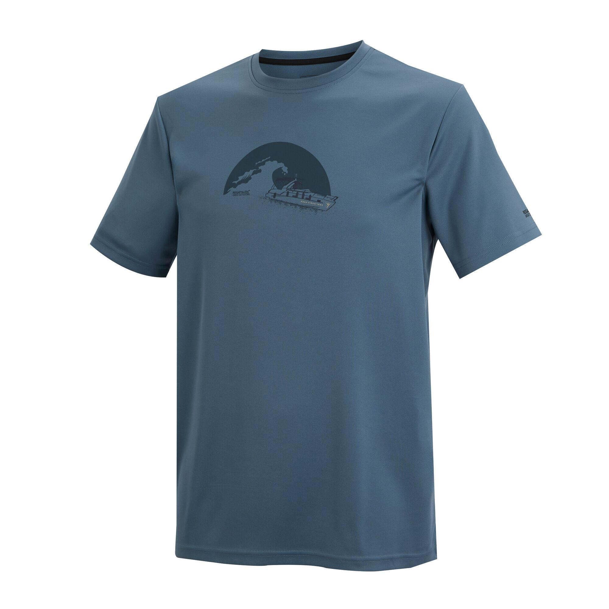 Tshirt Motif/style Bateau FINGAL SLOGAN Homme (Bleu De Chine) 3/5