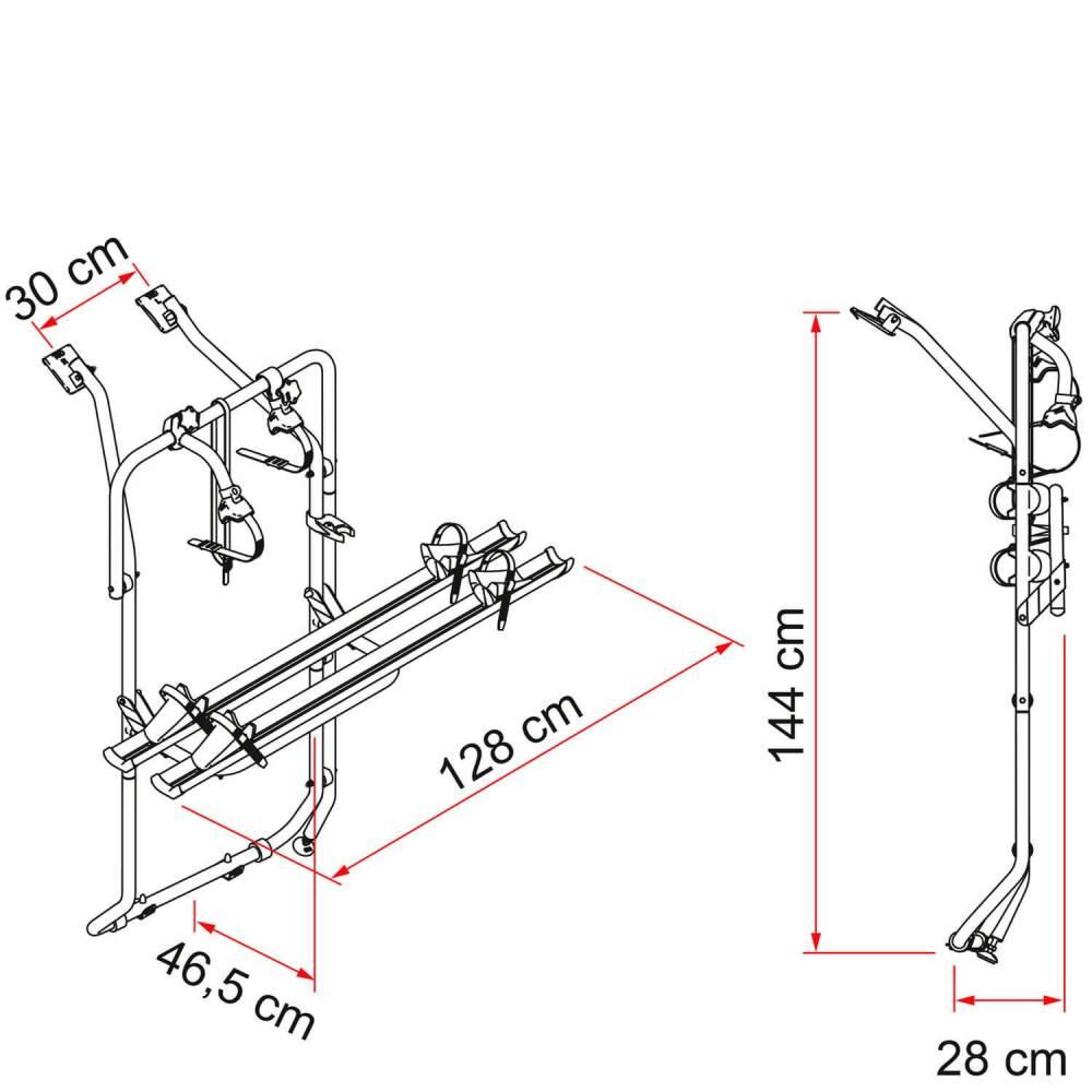 Portabicicletas Fiamma Carry Bike Deep Back para VW T5, T6 y T6.1 con 2 puertas 6/6