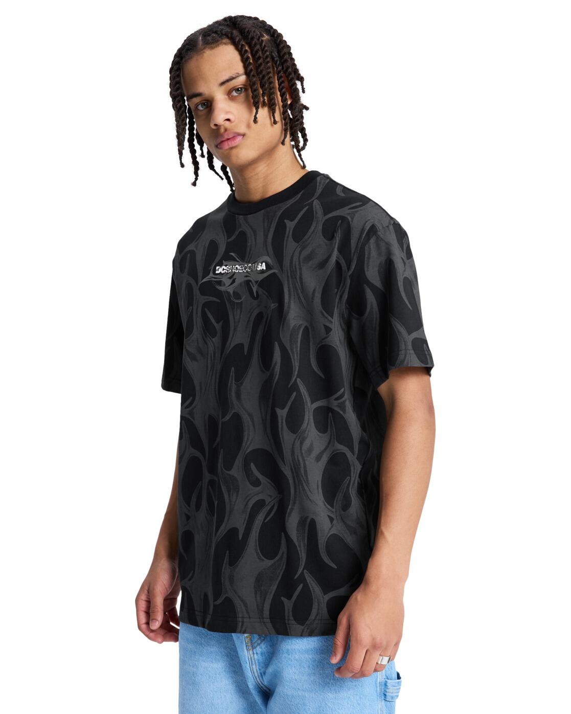 T-Shirt DC LIQUID FUEGO Schwarz Herren 3/4