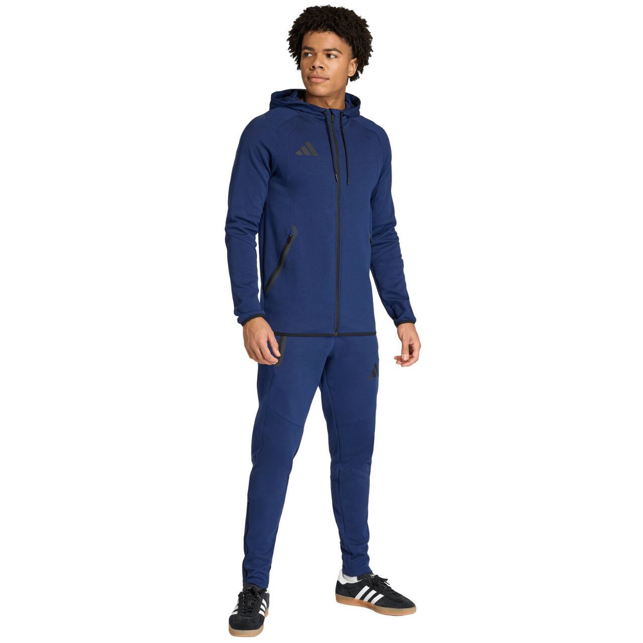 Felpa con cappuccio full zip uomo ( fleece) adidas blu 6/7