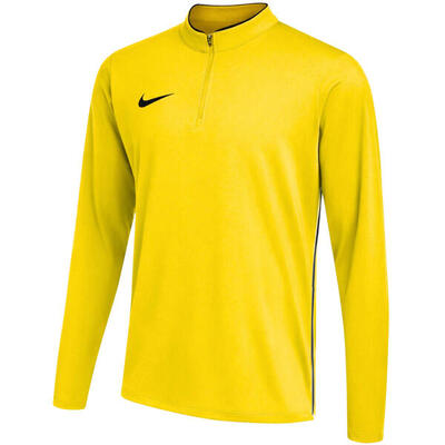 Nike heren sweater dri-fit trainingsmodel geel, ronde hals, fleece voering