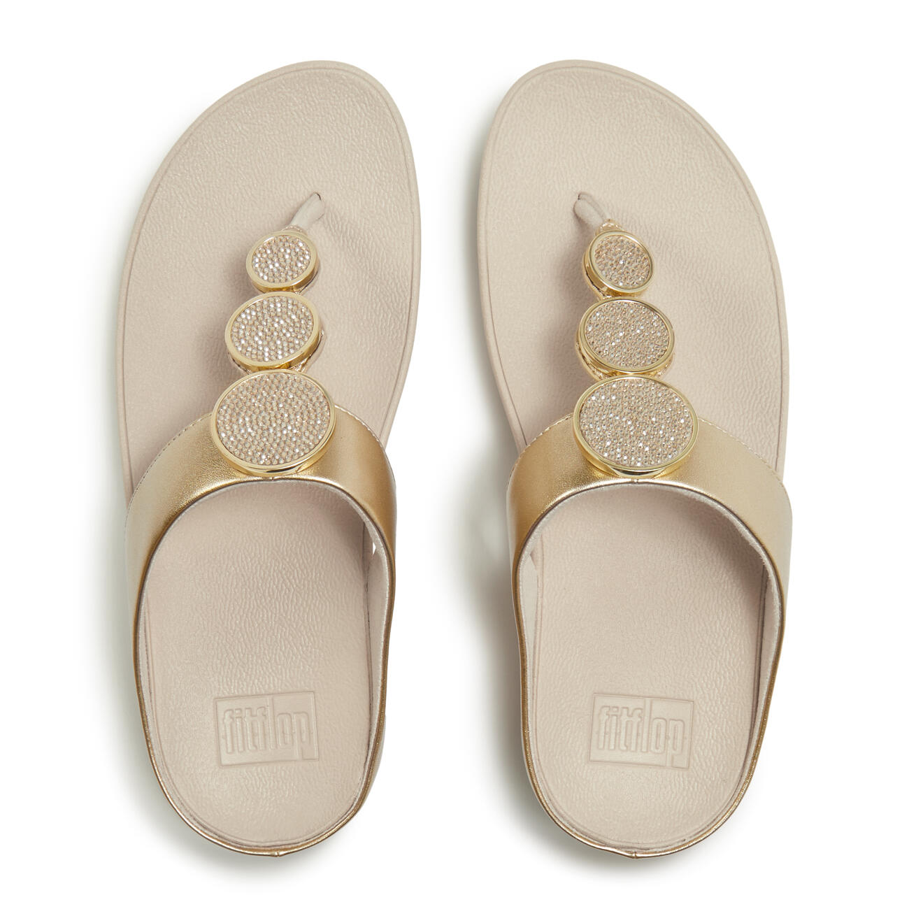 FITFLOP FitFlop Halo Bead-Circle Metallic Toe-Post Sandals  PLATINO 42 5/7