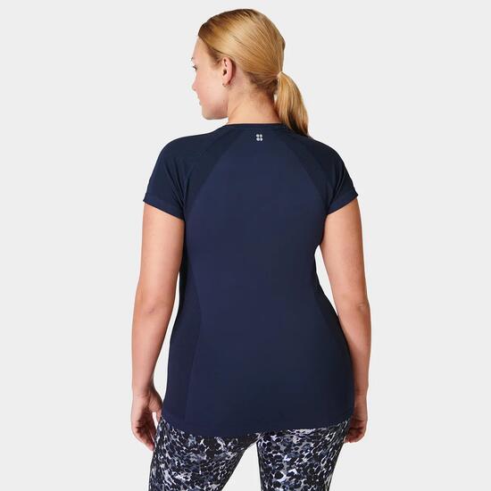 SWEATY BETTY Athlete Seamless Workout T-Shirt T-shirt DONKERBLAUW XS