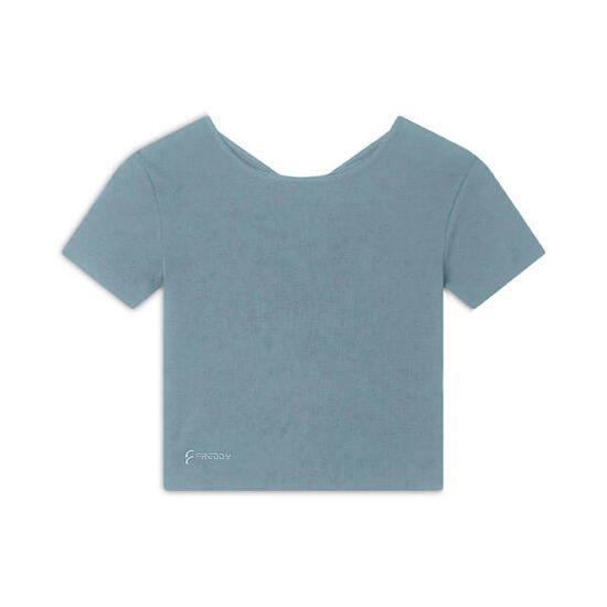 T-shirt slim côtelé avec ouverture dans le dos