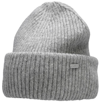 4F Damen-Beanie dunkelgrau meliert